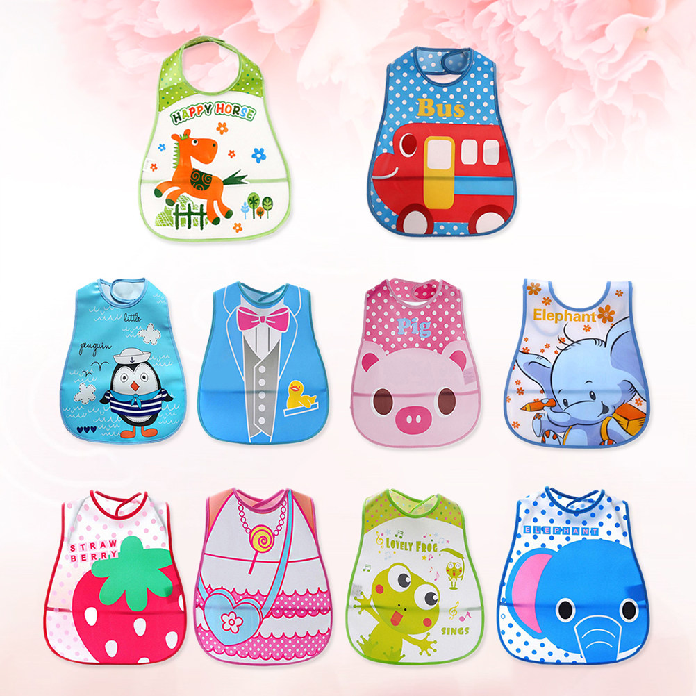 Baby Food Eat - Bavoirs imperméables pour bébé, 10 pièces,
